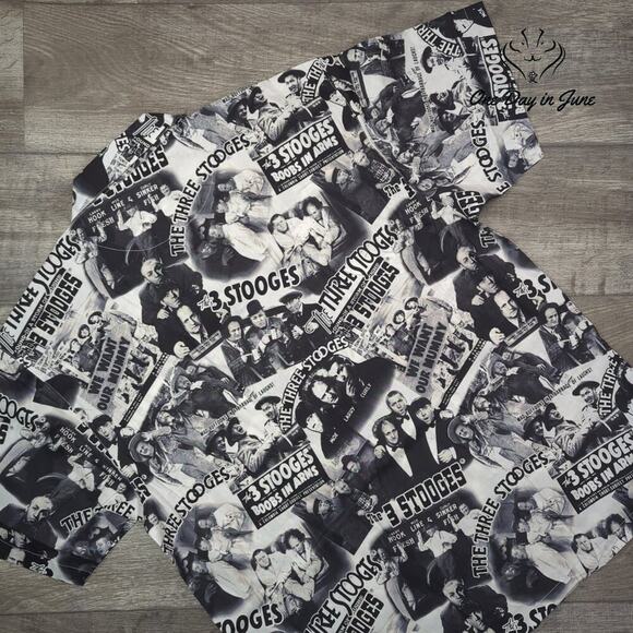 Max Boxxer 3 Stooges Button Down Short Sleeve Shirt Size XL - Picture 5 of 5
